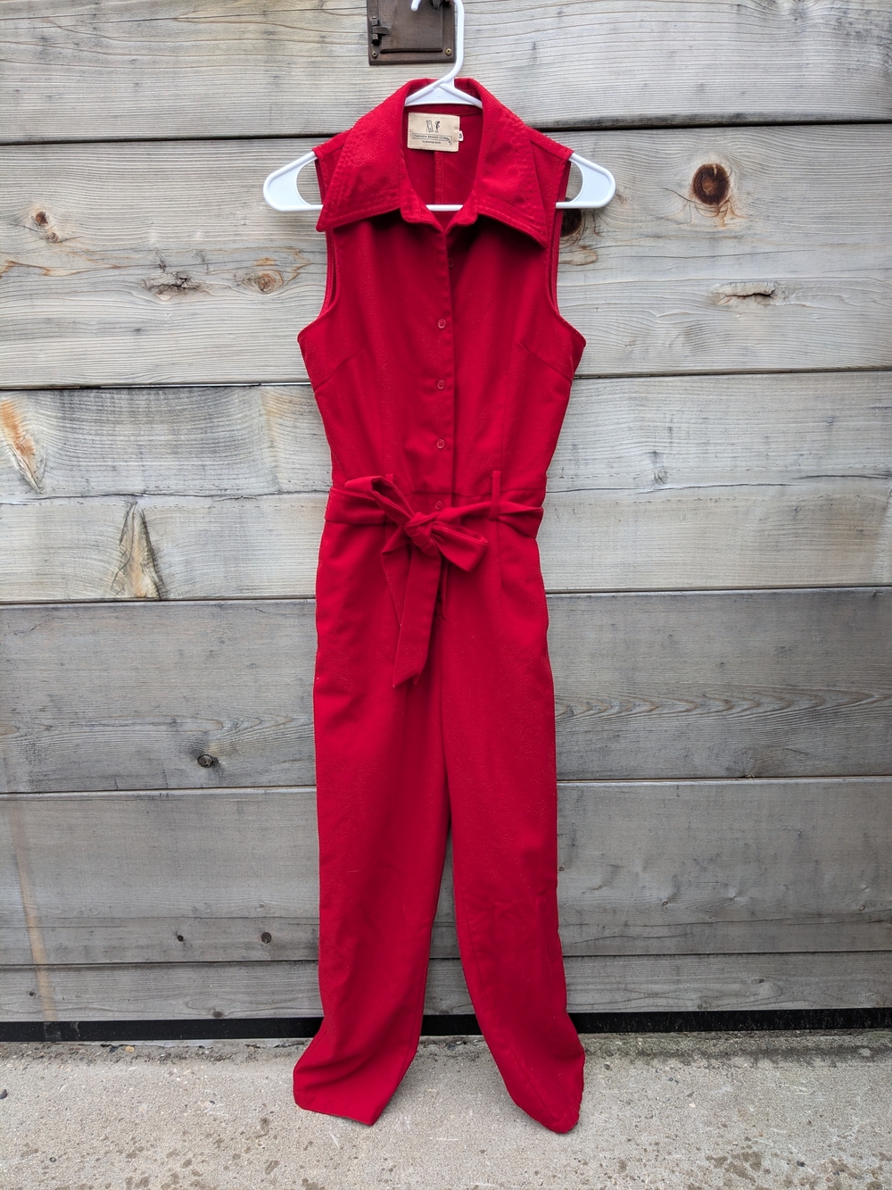 Bright Red Button-Up Jumpsuit